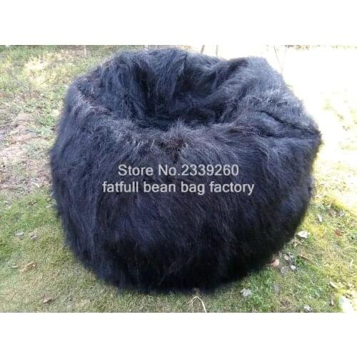 New Shaggy Lush White black Soft Luxury Faux Fur Beanbag Bean Bag Lounge Chair 104cmD -self factory made - Cover only No Filler