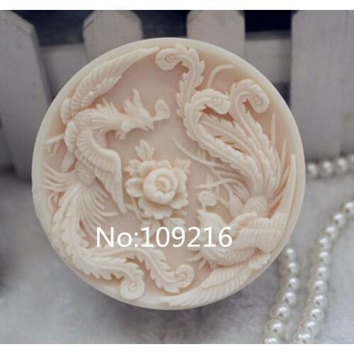 Wholesale!!!1pcs Double Phoenix (ZX106) Handmade Soap Mold Crafts DIY Silicone Mould