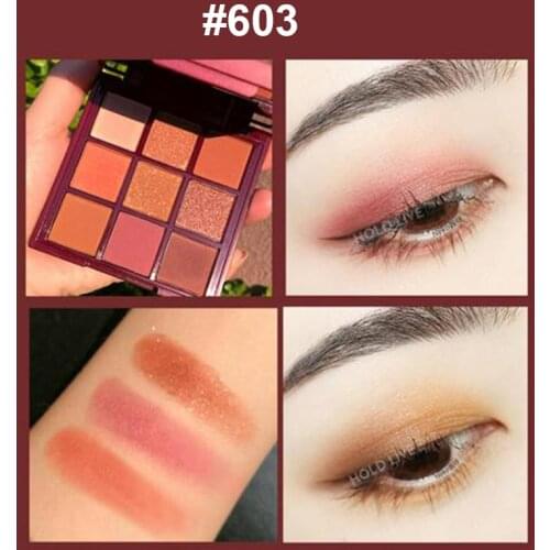 HOLD LIVE 9 Colors Eye Shadow Palette Velvet Matte Sequins Waterproof Eyeshadow Long-lasting Silky Eye Makeup Powder TSLM1