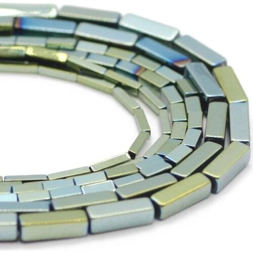 Rectangle Cuboid Square Green Hematite Natural Stone Spacer Loose Beads For Jewelry Making Handmade DIY Bracelet Pendant 4/6/9MM