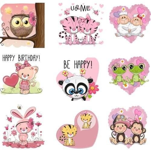 Iron on Transfer for Clothing Thermoadhesive Patches Stickers Diy Pink Cute Patch Fusible Stripes Appliques for Kids Clothes F