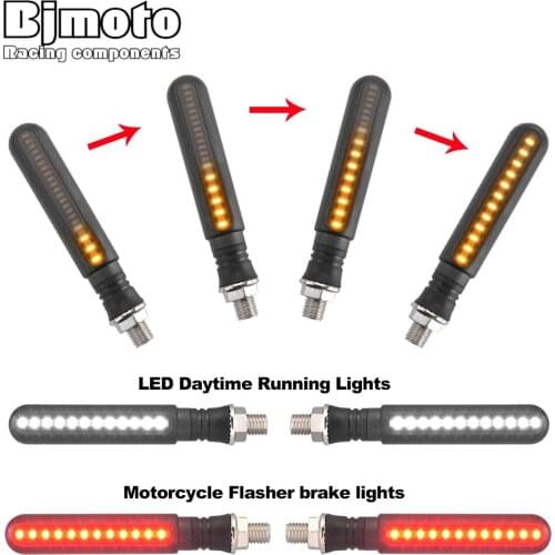 Universal Motorcycle Turn Signals LED Light Flashing Amber Indicators Red Brake Lighting 24 LEDs Indicator Blinker Stop Lights