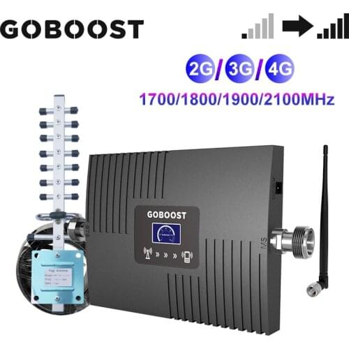 GOBOOST 3g 4g Signal Booster FDD LTE DCS 1800 AWS 1700 WCDMA 2100 PCS 1900 MHz Cell Mobile Phone Signal Amplifier Repeater Kits