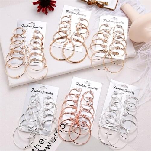 VKME Oversized Earrings / Set Suitable for Female Girls Big Earrings Unique Round Earrings 2019 New Bronco Earrings Jewelry Gift