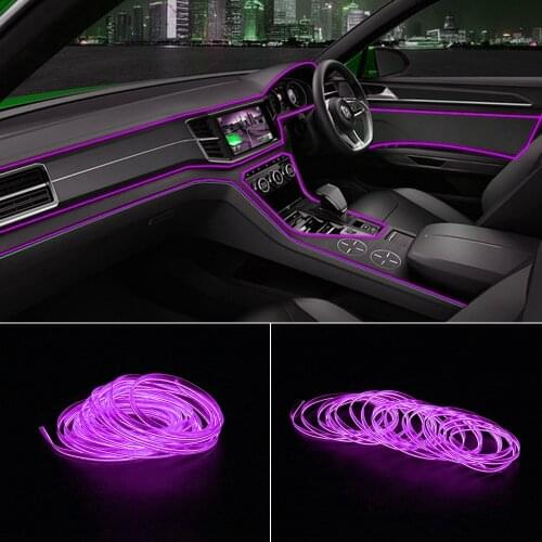 Car Interior Lighting 5m Strips Auto LED Strip Garland Wire Rope Car Decoration Neon LED Lamp Flexible Rope Tube Car Accessories