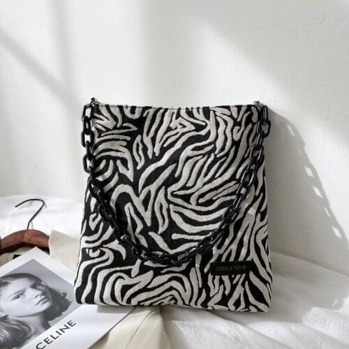 Women Bag Korean Leopard Print Zebra Pattern Fashion Chains High-Capacity Tote Bag Shoulder Bags Handbag Euro-America Style