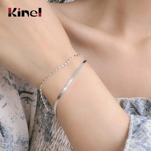 Kinel Bijoux Double Layer Snake Bone Chain Bracelets For Women 2020 New Trend 100% 925 Sterling Silver Fashion OL Jewelry