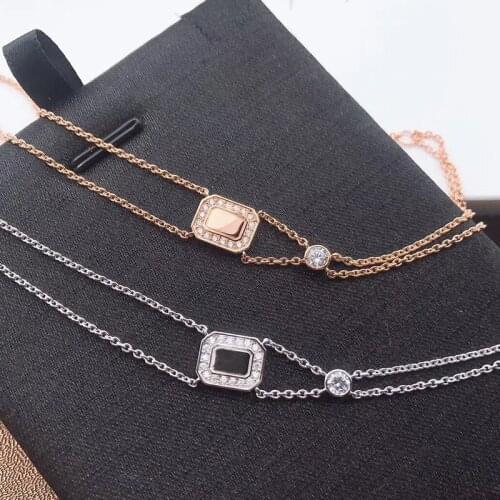 Pure 925 sterling silver pop brand top quality women luxury jewelry rectangular double letter bracelet anniversary banquet gift