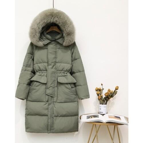 Winter coat, parka, white duck down, womens large fur collar, down warm jacket