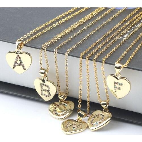 Gold 26 Letters Charm Pendants Necklaces Alphabet Copper CZ Collares For Women And Girls Jewelry Initial Letter Necklaces