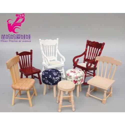 1:12 Doll House Mini Furniture Round Bar Stool Kitchen Living Room Fabric Stool dollhouse diy decoration