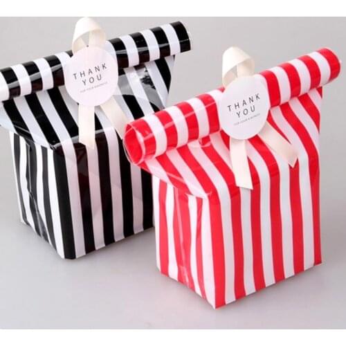 10/15/20Pcs Food Packaging Bag Stripe Cookies Bread Packing Bag Storage Containers Pro-Environmental Wedding Favors For Guests