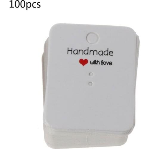 100Pcs Handmade Kraft Paper Blank Tags Earrings Necklace Display Cards Package F3MF