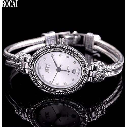 2020 new real s925 sterling silver jewelry bracelet woman Thai silver delicate women watch