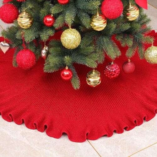2020 Christmas Ornaments High-end Folds Curved Side Tree Skirt Christmas Knitted Tree Skirt Christmas Supplies Tree Bottom Apron