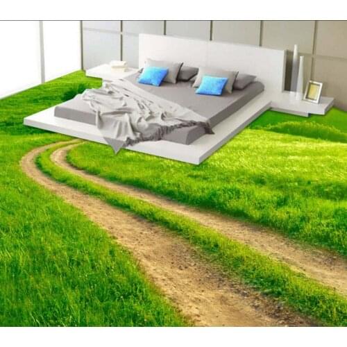 Custom floor Bedroom 3D Floor papel de parede 3d wallpaper Grassland road 3D floor three-dimensional painting
