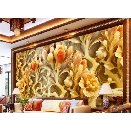 3d wallpaper 3D three-dimensional relief jade magnolia bathroom 3d wallpaper 3d customized wallpaper