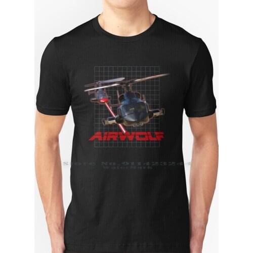 Airwolf T Shirt 100% Pure Cotton Airwolf Helicopter Knight Rider Retro A Team Eighties Kitt Street Hawk 1980s Geek Tv Series