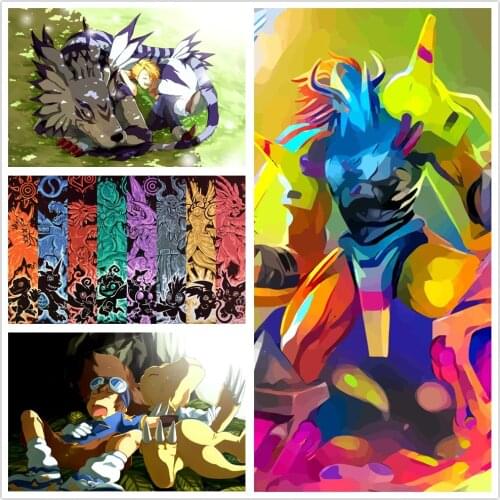 Mechanics digimon figure stickers anime poster hd Home Decor painting wall bedroom poster Study Bedroom Bar Cafe Wall painting