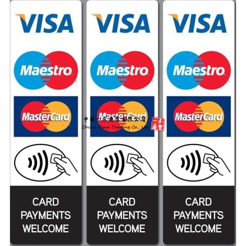 Contactless Credit Card Payments Stickers Taxi Shop Visa Mastercard Maestro