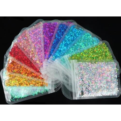 12 Colors Star Shape Laser Glitter DIY Lip Gloss Decor Shiny Flakes Lipgloss Base Mixing Decorations 3g