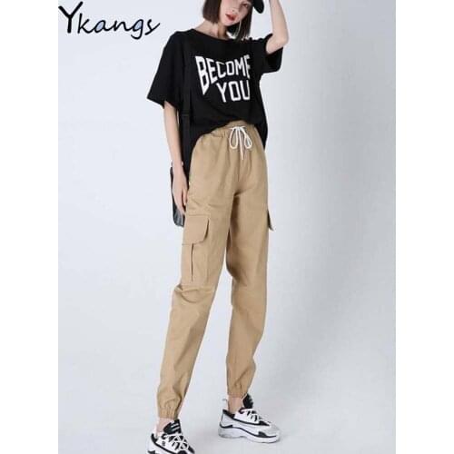 Loose Korean Fashion Trousers Hip Hop Students Pants for Women pocket Harajuku Cargo Pants Solid Pocket Baggy Pant Joggers Women