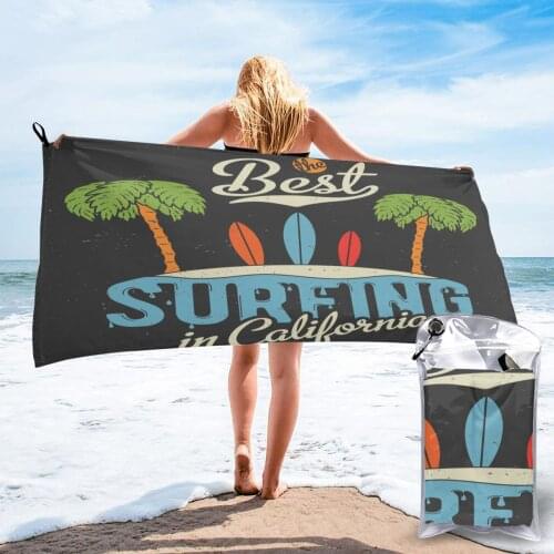 Quick Drying Pocket Towel Surfing California With Palms Beach Portable Water Absorbent Towel No Pilling Sports Bath Towel