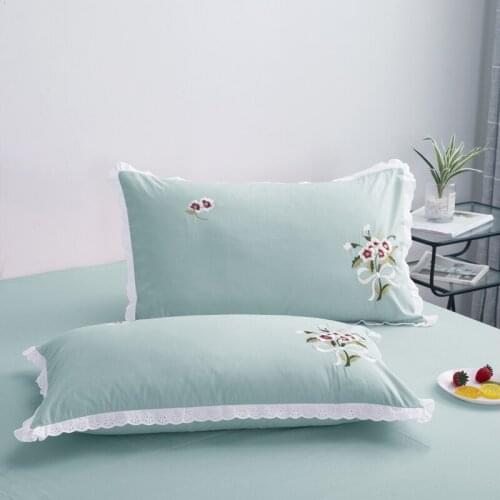 A Pair Pillowcases 100% Cotton White Pink Blue Pillowcase Embroidered Pillow Case One Direction Bedding Pillow Cover 48x74cm