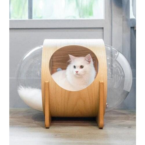 Wooden Space Capsule Enclosed Cat Litter, Dog Litter, Transparent All Seasons, Removable And Washable