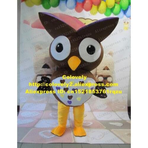 Ebullient Brown Owl Owlet Mascot Costume Cartoon Character Mascotte Adult Big Head Chubby Belly Yellow Thin Legs No.9340 Free Sh