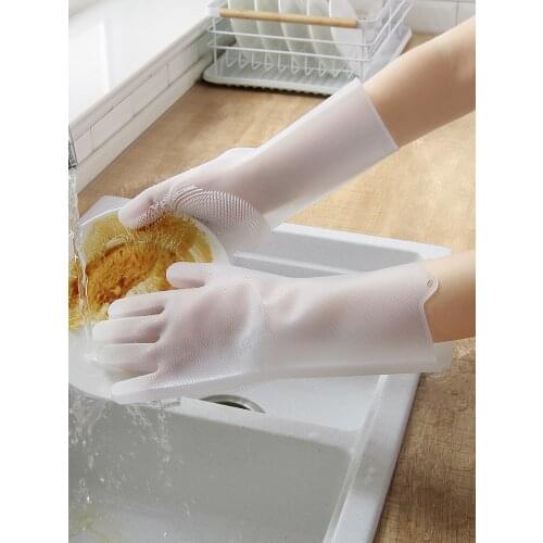 ITAX-9923 Silicone dishwashing gloves waterproof thickened household multifunctional kitchen cleaning