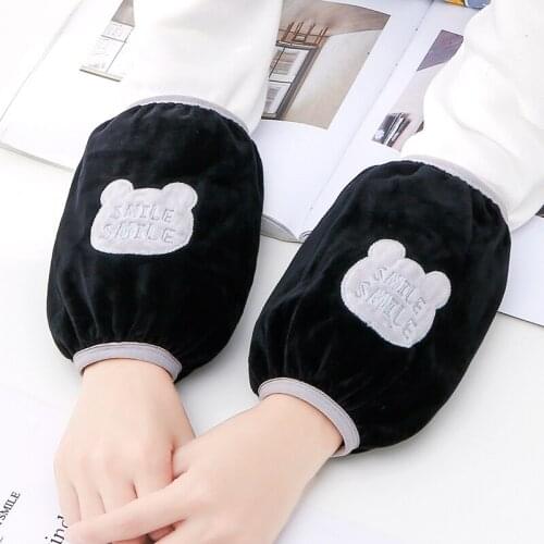 Korean version of cute cartoon expression fleece warm short sleeves adult students office antifouling sleeves men