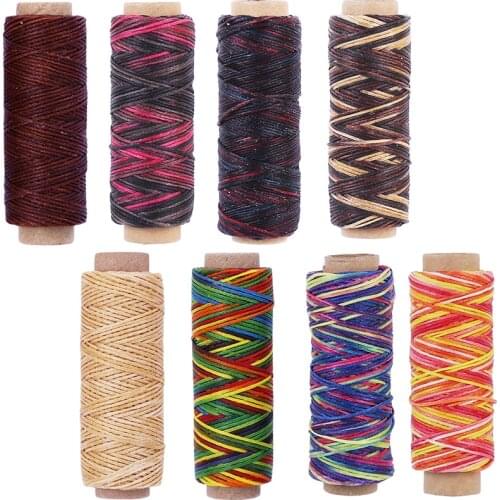 Imzay 8PCS Leather Thread - 150D 1mm Waxed Thread Cord, Hand Stitching Waxed Leather Thread For Jewelry Making, Leather Repair