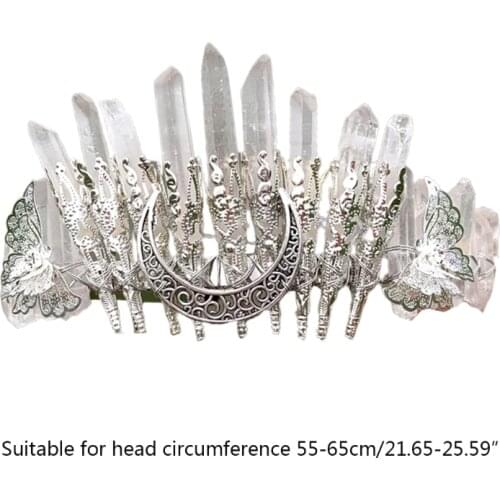 Crystal Quartz Headwear White Angel Aura Raw Stones Tiara Fairy Headband Bohemia Hair Ornaments for Music Festival C1FE