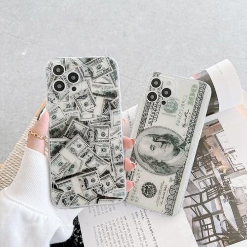 2021 Hot funny dollar laser bling Transparent soft silicone phone case for apple iphone 7 8 plus 11 Pro X XS XR MAX 12Pro Cover