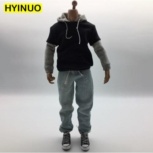 1/6 Scale Youth Mens sports explosions Men Black-gray Clothing Fashion Jeans Shoes Clothes Clothing Set 12" Male Figure Body