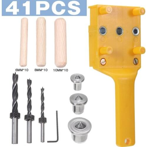 Handheld Woodwork Doweling Jig Drill Guide Set Quick Dowel Jig Kit Plastic Handheld Drill Bit Hole Puncher Hand Tool Sets