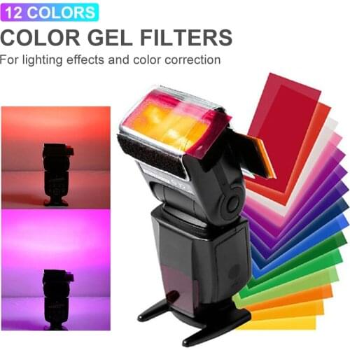 12 Colors Transparent Color Correction Lighting Gel Filter Set Strainer Mirror Set Camera Equipment And Accessories