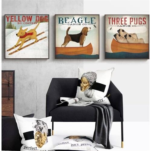 Wall Art Retro Golden Dog Canvas Posters and Prints Husky Labrador Yellow Dog Wall Pictures for Living Room Home Decor Cuadros