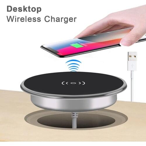 Desk Embeded Wireless Charger for iPhone 11 X Samsung S10 Xiaomi mi9 Table Office 15W 10W 7.5W Qi Fast Pad Phone Charger 3.0