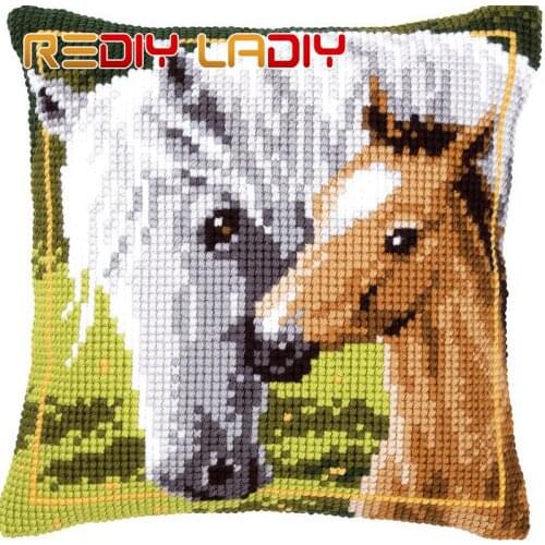 Cross Stitch Cushion Cover Cat with Flowers Chunky Cross-Stitch Kits 100% Acrylic Yarn Pillow Case Home Decor Hobby & Crafts