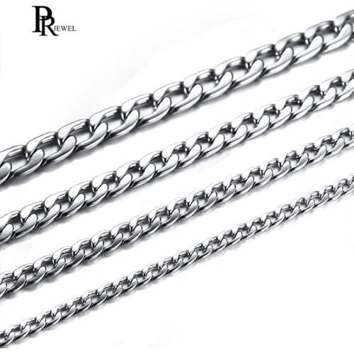 Stainless Steel Link Curb Chain Necklace for Men 4.5mm 6mm 7.5mm 9.5mm Options