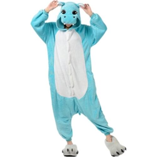 New Cartoon Anime Hippo jumpsuit Cosplay Hippo Onesie Children Kid Flannel Animals Hippo Pajamas Anime Costumes kids Sleepwear