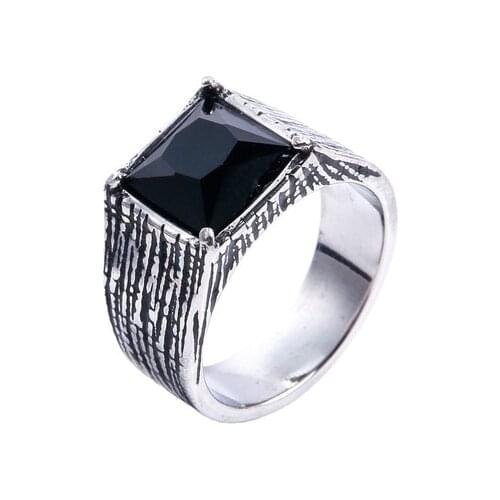 Black Ceramic Rings Mens Filled Tibetan Silver Black Stone Resin Wedding Ring For Men Vintage Jewelry Wholesale Boyfriend Gift