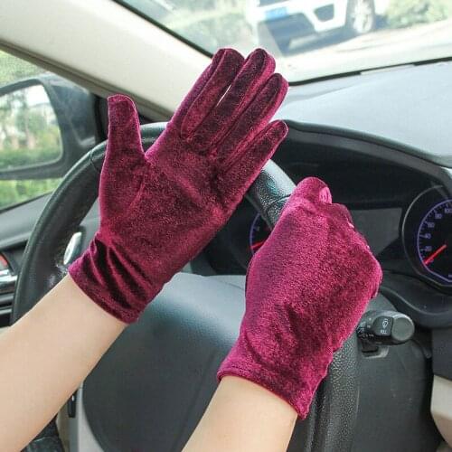 Velvet Gloves Women Warm Stretch Mittens Full Finger Female Thin Guantes Fashion Elegant Driving gloves