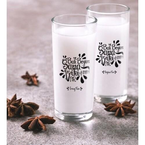 Personalized Colorful Printed I Bollywood The Lines Bak Beyim Dual Arrack Cup Seti-2