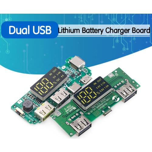 Lithium Battery Charger Board LED Dual USB 5V 2.4A Micro/Type-C USB Mobile Power Bank 18650 Charging Module Circuit Protection