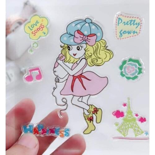 Girl Singing Clear Stamps Scrapbooking Rubber Stamp Handmade DIY Decoration Craft Supplies Stamps for Card Making Silicone Stamp