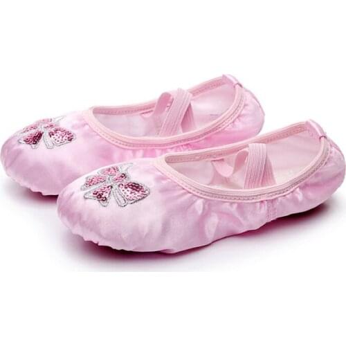 Yoga Gym Flat Slippers White Pink White Black Silk Ballet Dance Shoes For Girls Children Women Teacher