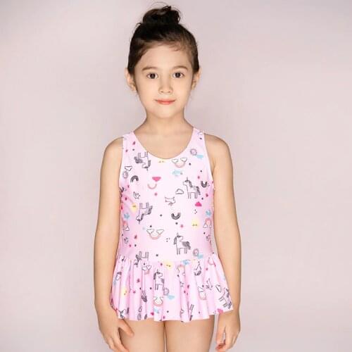 JULY SAND Girls Swimwear High-end One Piece Swimsuit Cartoon printied Kids BathingSuit Backless Swimwear for Children